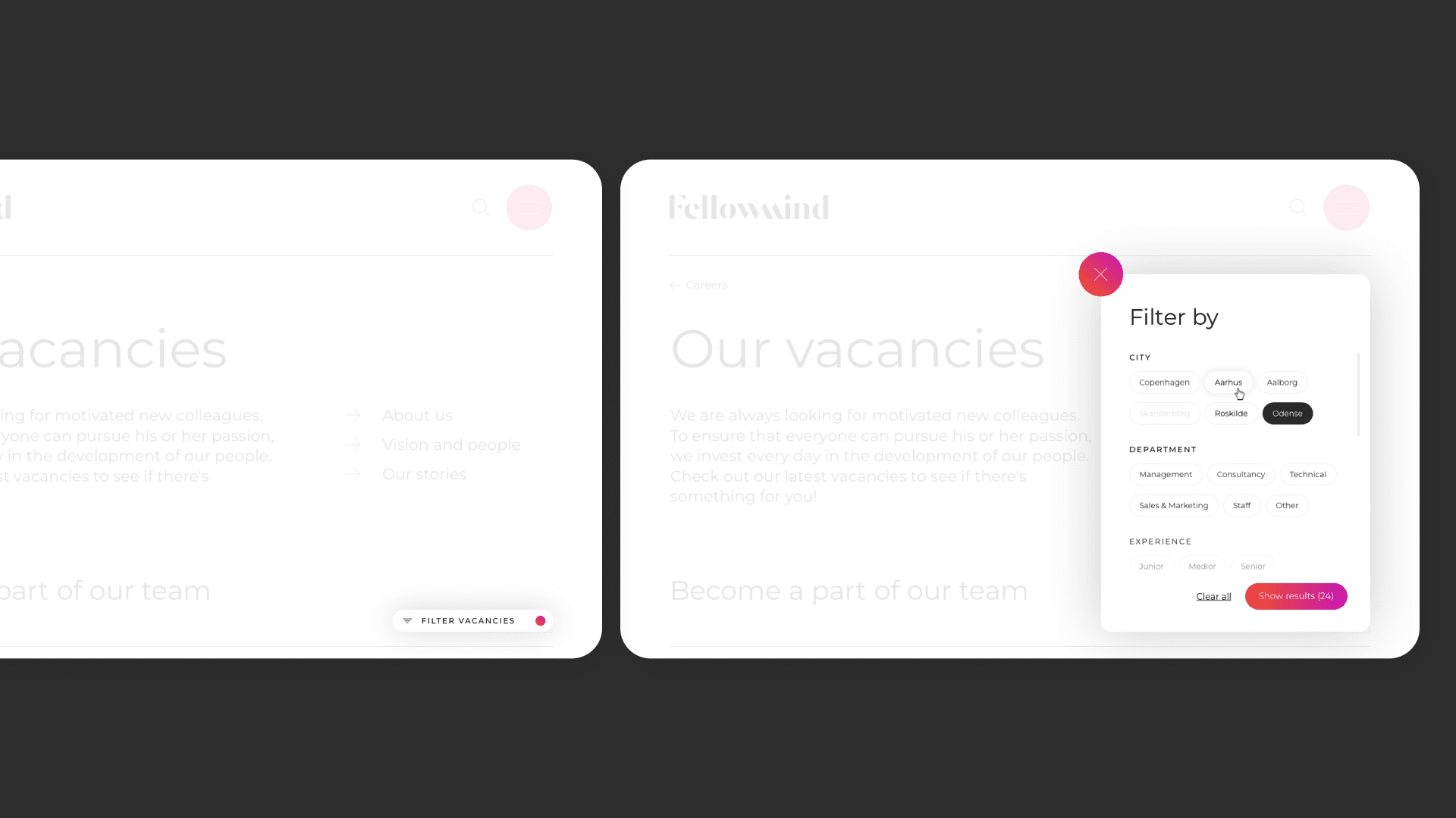 Fellowmind careers filter micro-animation