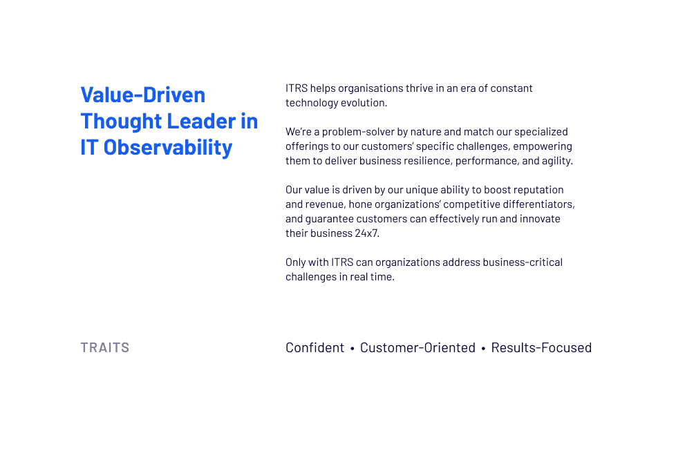 ITRS brand personality from brand guidelines