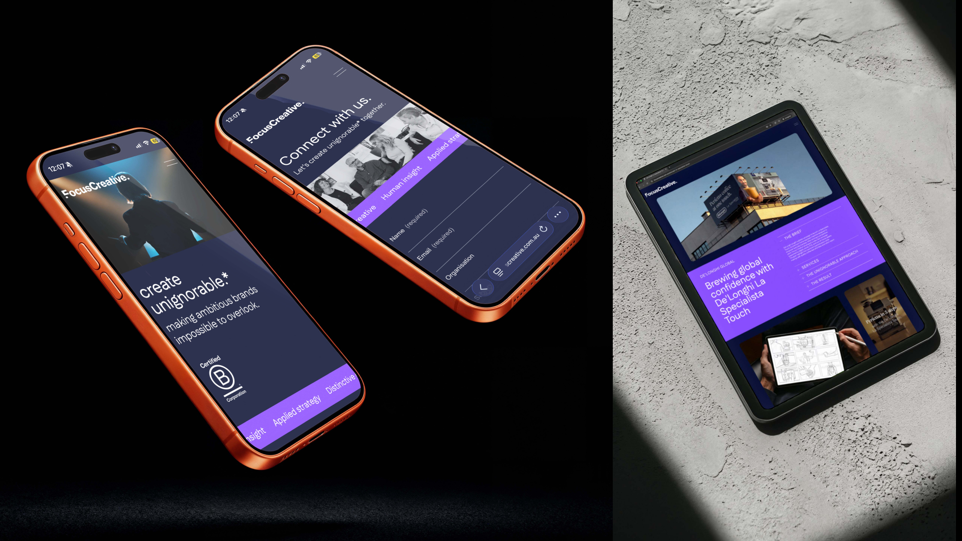 Focus Creative site mockup mobile